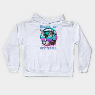Sound on and chill cute cat Kids Hoodie